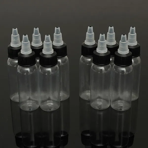 

10PCS 120ml 4OZ Twist Cap Empty Plastic Tattoo Ink Pigment Clear PET Bottle Supply EIB120-10