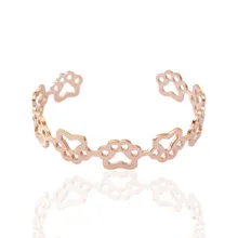 Fashion jewelry bracelet,Open hollow cat’s paw print rose gold titanium steel bracelet,Titanium steel accessories