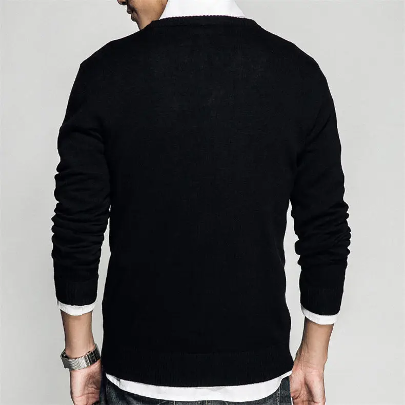 Plus Size 5XL O Neck Mens Sweater Pullovers Autumn Standard Wool knitted Christmas Sweater Jumpers Male Knitwear Red Black Grey-04