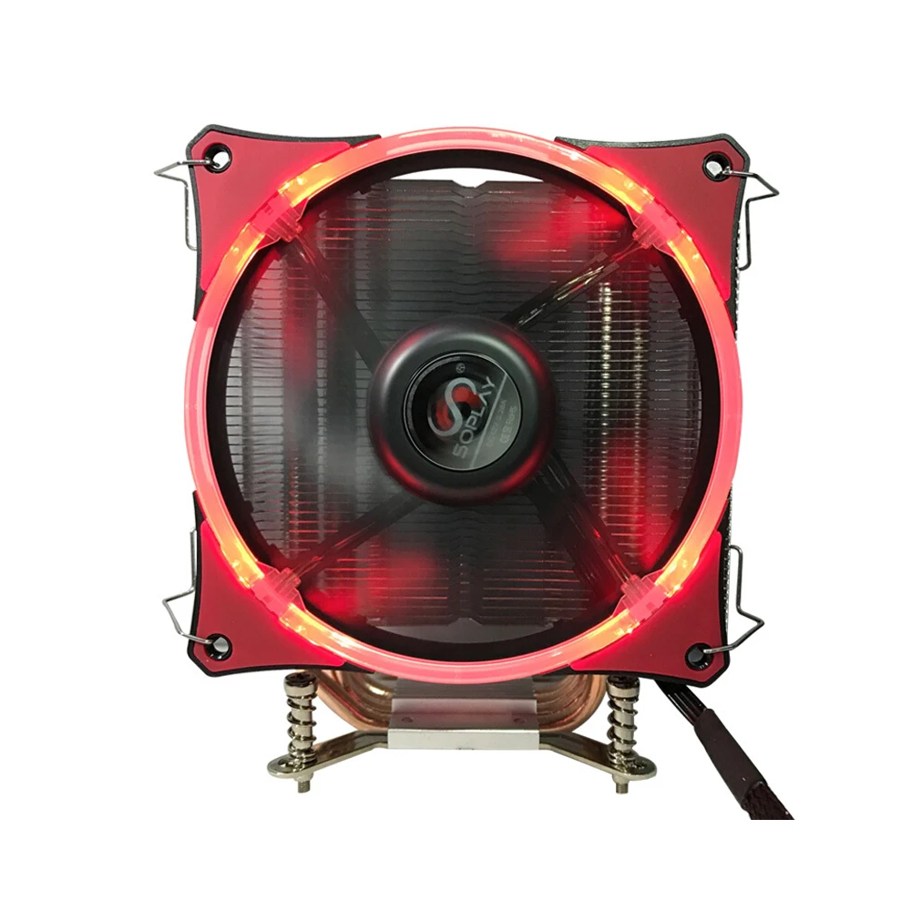 SOPLAY cpu Cooler 4 тепловые трубки 4pin 12 см светодиодный вентилятор ПК компьютер для Intel LGA 115X AMD все серии охлаждения процессора радиатор вентилятор