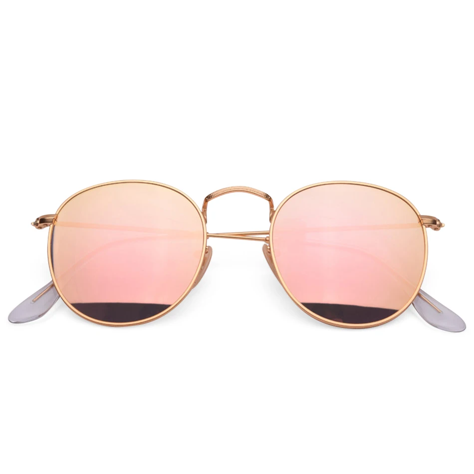 Bolo. ban 3447 Круглые Солнцезащитные очки для женщин и мужчин 50 мм стеклянные линзы металлическая оправа зеркальные солнцезащитные очки oculos de sol Gafas UV400 - Цвет линз: pink