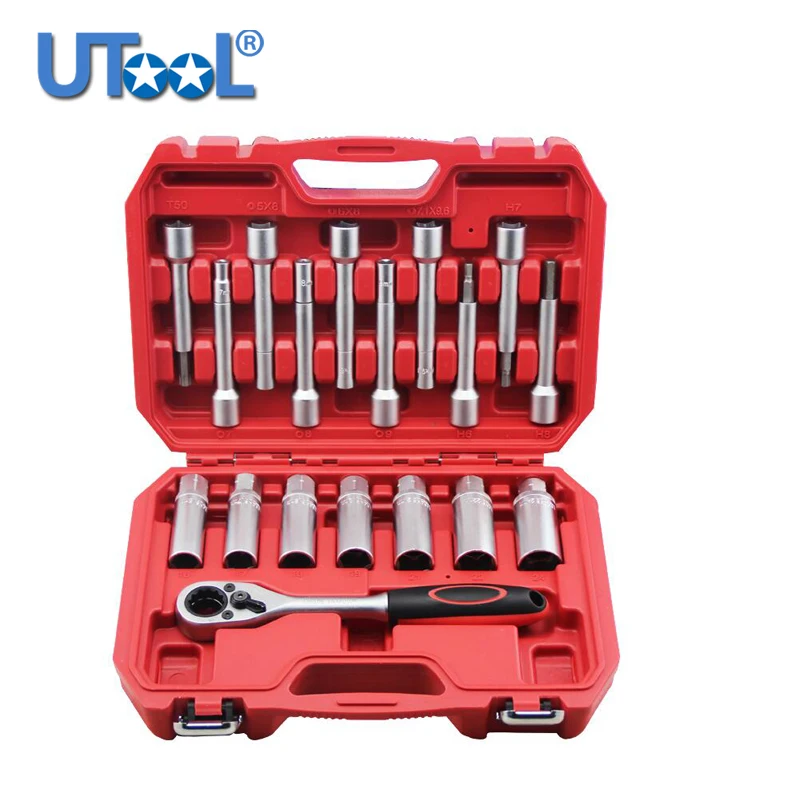 

18 pcs Steering Hub Suspension Shock Absorber Strut Nut Removal Tool Socket Kit Ratchet Sockets Set