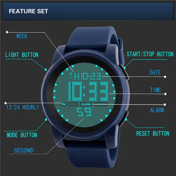 Горячая распродажа мужские цифровые спортивные часы модные часы-будильник в силиконовом корпусе водонепроницаемые часы спортивные светодиодный Аналоговые кварцевые наручные часы 30X