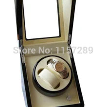 Последние оптовые 2 часы Авто деревянный автоподзаводчик черный корпус кремовый бархат Внутренний замок