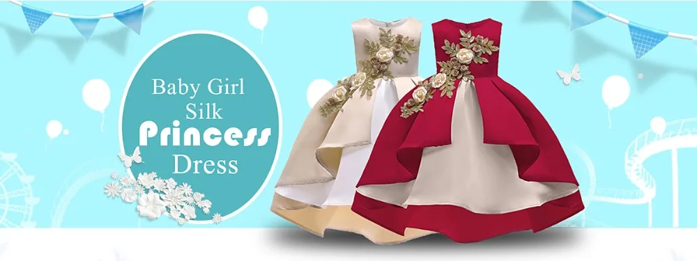 Girls dresses Children Girl Party Dress Wedding Birthday Evening Formal dresses Kids Sleeveless Flower Dresses for 3-10 yrs