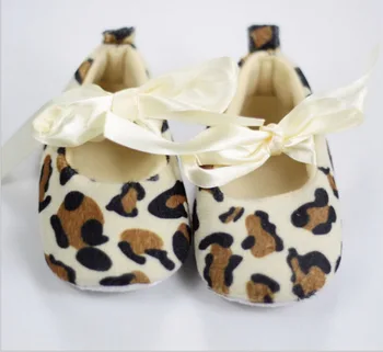 

DHL 100pair Girl Leopard Print Tie Soft Leopard Print Tie Soft Newborn Anti-slip Baby Shoes Soft Sole Kids Footwear