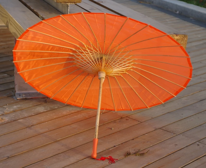 

Orange Plain Fabric Bamboo Parasol/Umbrella Great For Wedding Party Favor