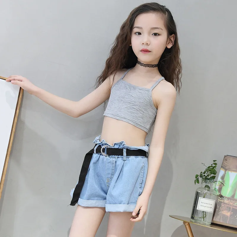 Black Grey Tops Camisole For Girls Sports Vest Clothes Summer Spring 2018 Little Girls Sling Tank Top Teenage Kids Vest Black Grey Tops Camisole For Girls Sports Vest Clothes Summer Spring 2018 Little Girls Sling Tank Top Teenage Kids Vest