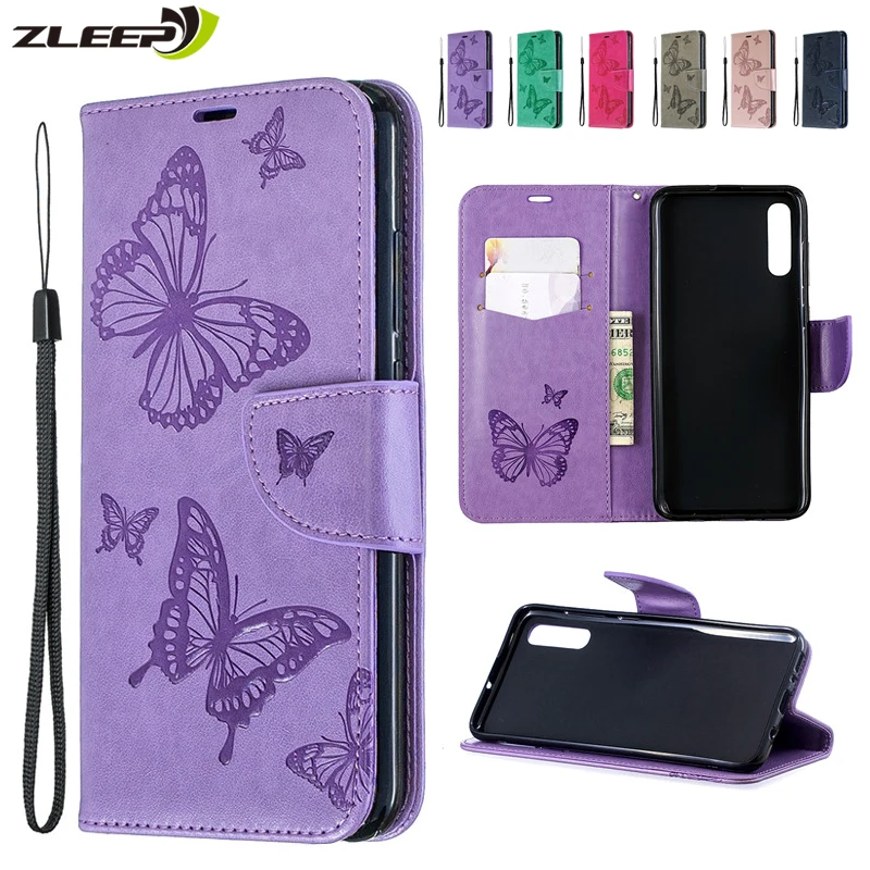 

For Galaxy A70 A50 A40 A30 A20 A10 S A10E A20E Case For Samsung M10 M20 M30 A7 A6 Plus 2018 3D Butterfly Leather Wallet Cover