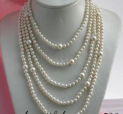 

FREE shipping>z2022 long 100" 11mm white round freshwater pearl necklace 6.07