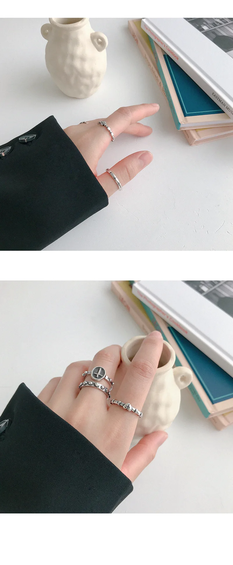 F.I.N.S индивидуальные винтажные 925 пробы серебряные кольца стекируемые крест палец кольцо серебро 925 открытый панк женское кольцо хорошее ювелирное изделие