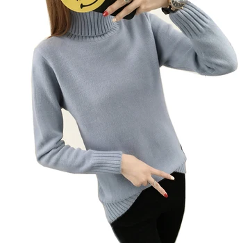 

Women Sweater High Elastic Solid Turtleneck Fall Winter Fashion Sweater Women Slim Sexy Hight Bottoming Knitted Pullovers Female
