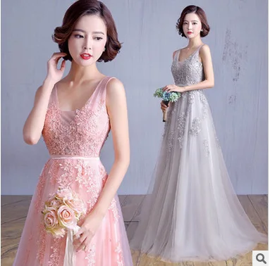 Bestseller розовое платье подружки невесты Тюль василькового цвета без рукавов, свадебное платье для выпускного вечера, платье для девочек - Цвет: Pink D