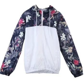 

hirigin Women Autumn Print Jacket Long Sleeve Print Patchwork Hooded Zipper Jacket Coat BoyFriend Style Cool Girl Top