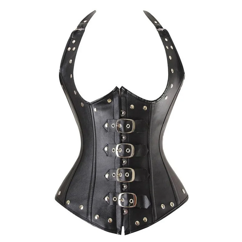 S-6XL Women Faux Leather Steampunk Waist Trainer Strap Gothic Underbust Corsets And Bustiers Workout Shapewear Corselet S-6XL Women Faux Leather Steampunk Waist Trainer Strap Gothic Underbust Corsets And Bustiers Workout Shapewear Corselet