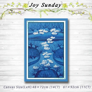 

Winter morning Swan pond decor painting 14CT 11CT counted cross stitch kits embroidery set Needlework Set chinese cross stitch