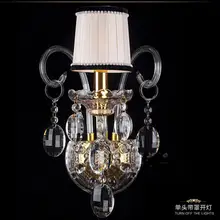 Золотой Настенный бра для спальни, коридорный гостиничный настенный светильник, Хрустальная прикроватная настенная лампа, современная свадебная настенная Светодиодная свеча, светильник