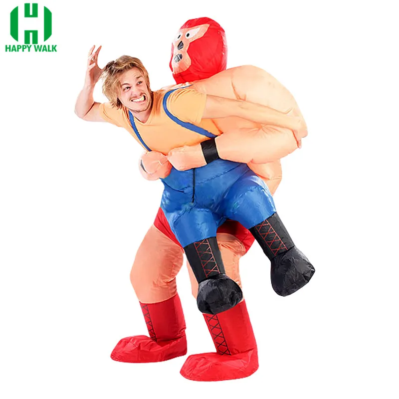 

New Inflatable Wrestler Costume Halloween Costumes For Adult Men Party Clothes For Men Wrestling Cosplay Costume Kits Carnival