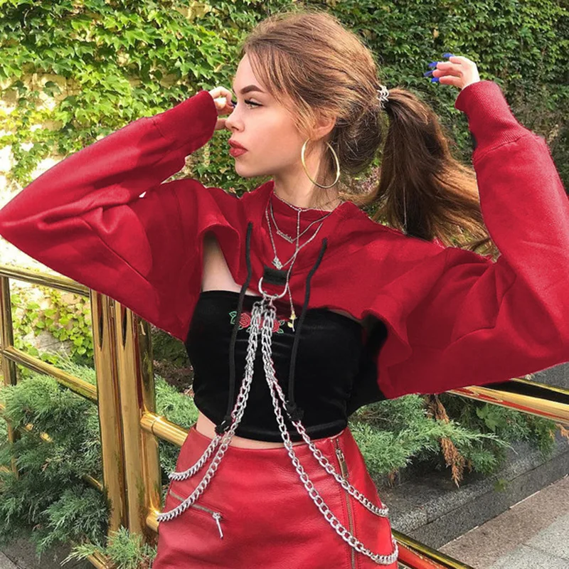 

2019 Top Polyester Cotton Tumblr Kpop Europe And The Autumn New Style Chain Loose Paragraph Long-sleeved Personality T-shirt