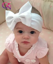New Fashion Kids Solid Cotton Hair Bow Headband Girls Handmade Stretch Headwraps With Bow Boutique Cute