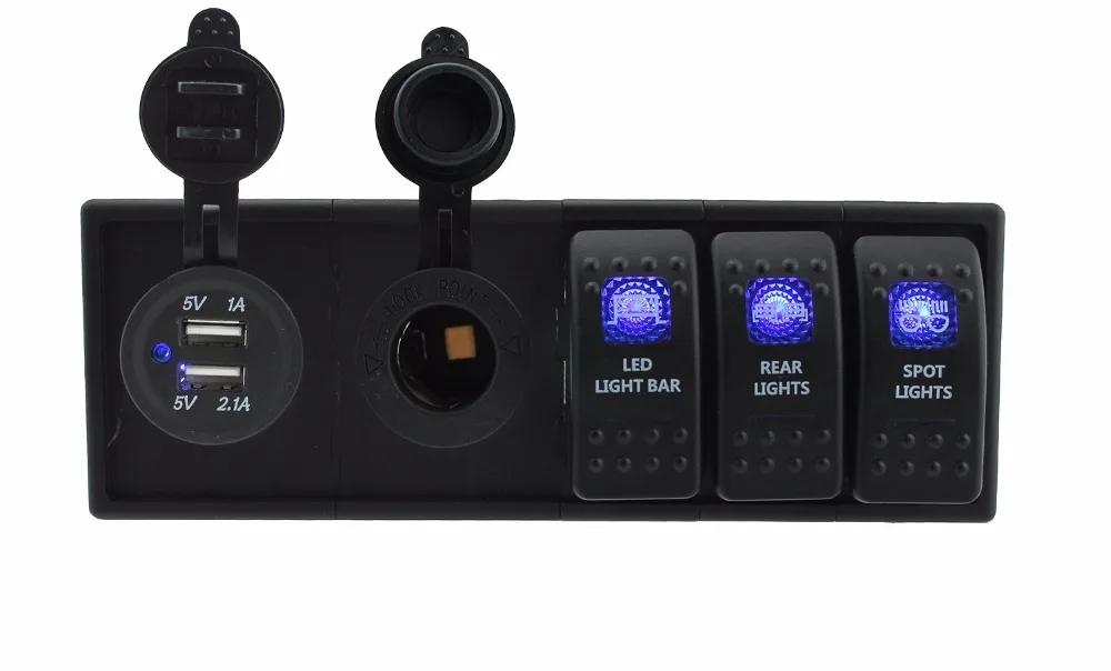 

IZTOSS DC 12V/24V LED Digital 3.1A dual USB charger power Socket with toggle rocker switches jumper wires and housing holder