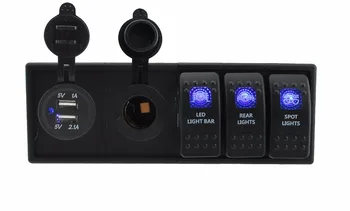 

IZTOSS DC 12V/24V LED Digital 3.1A dual USB charger power Socket with toggle rocker switches jumper wires and housing holder