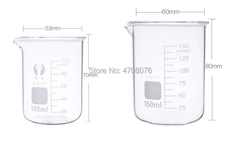 100 мл 12 шт./компл. лабораторная стеклянная посуда пирекс Beaker боросиликатное стекло химическая мерная чашка с плоским дном утолщенная с носиком