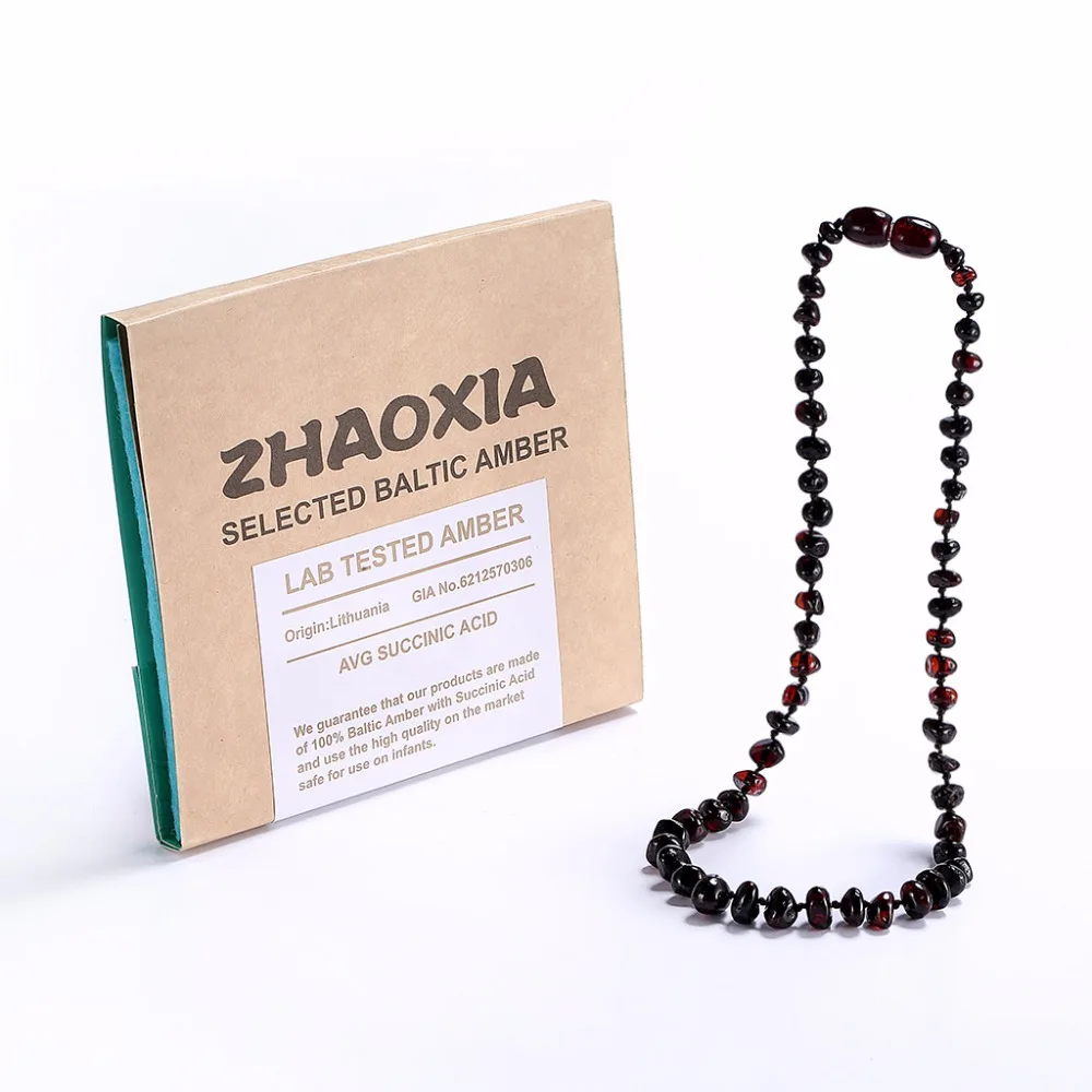 

Baltic Amber Teething Necklace for Boy(Cherry) - Handmade in Lithuania - Lab-Tested Authentic - 3 Sizes