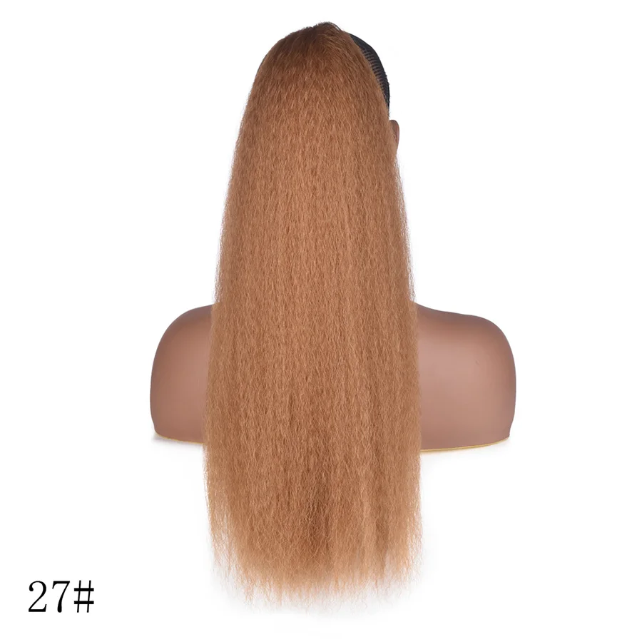 AliLeader длинные афро слоеные конский хвост волосы кудрявые натуральные волосы синтетический кудрявый прямой шнурок конский хвост с зажимом резинка - Цвет: 27