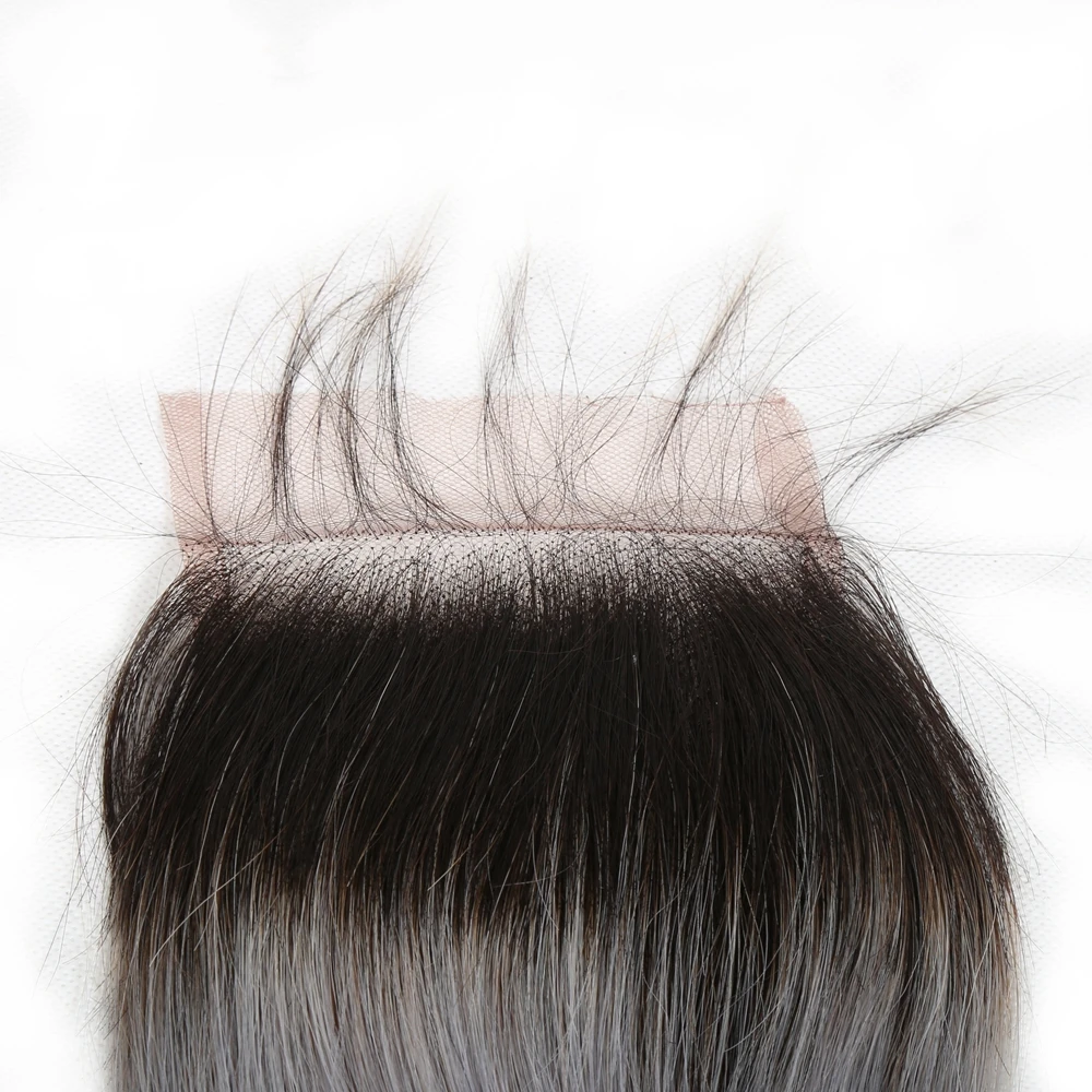 BD волосы 1b серые Омбре человеческие волосы пучки с закрытием перуанские тела волнистые волосы Кружева Закрытие с пучками волос