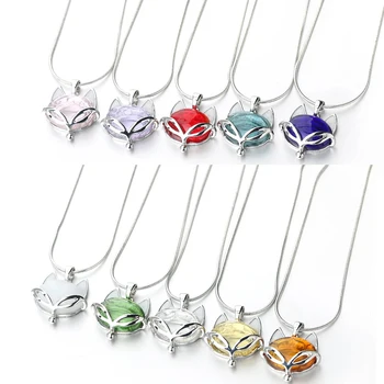 

1PC Fox Diffuser Perfume Refillable handmade Essential Oil Aromatherapy Bottle drop Pendant Necklace 40cm Titanium steel chain