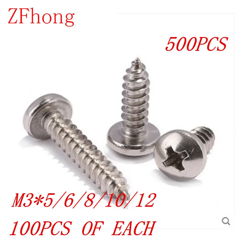 M3 M4 M5 sartén redonda pan Cabeza Self Tapping Tornillos Phillips 304 Tornillos De Acero Inoxidable