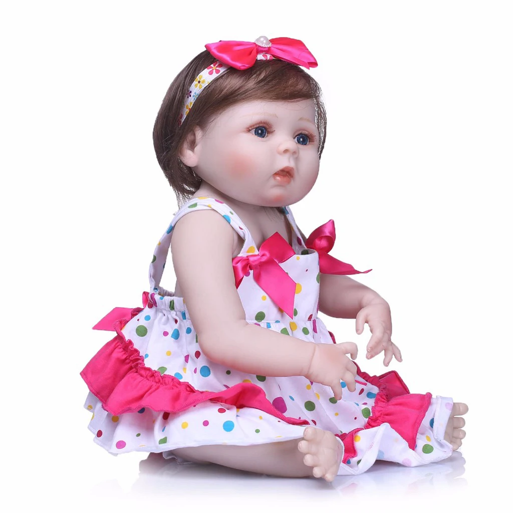 Realistic 22inch Reborn Baby Girl Doll Clothes Set Full Silicone Vinyl Newborn Baby Doll Kids Wear Model Doll