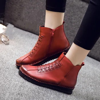 

Women Shoes Fashion boots Genuine Leather Ankle Boots Soft bottom Casual Shoes Brand Design Handmade Women Boots Lady