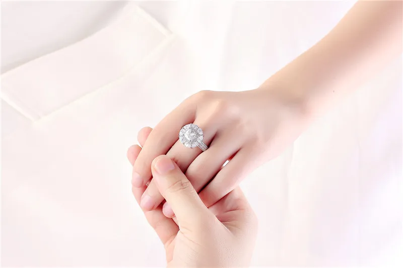 Luxury Exaggerated Female Ring Large Cubic Zirconia Rings Water Drop Square 925 Sterling Silver Jewelry For Women Wedding JZ204 (3)