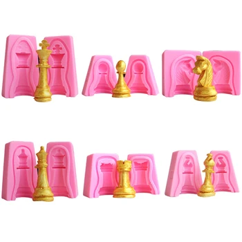 

Bakery Decorating Tool Soap Resin Clay Mould Silicone 3D Chess Cake Mold Fondant Candy Chocolate Cupcake Mould Creative 6 Pairs