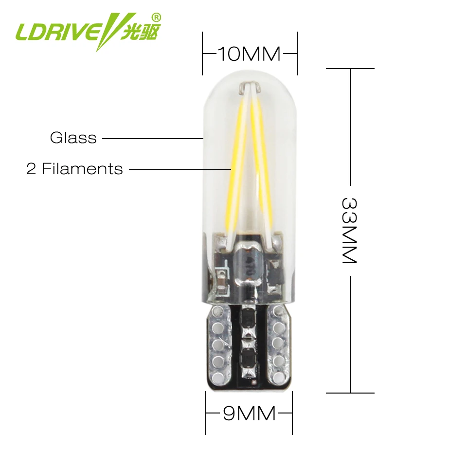 2 шт. 12 28 В T10 W5W LED COB стеклянная лампа яркий красный синий лед желтый золотой