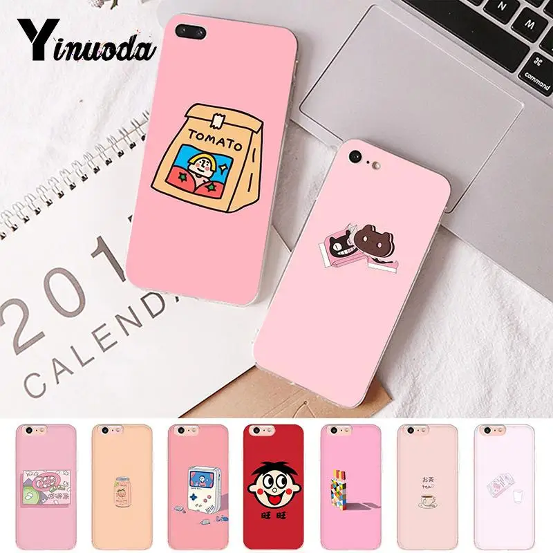 

Yinuoda Pink Style Funny Tomato Milk Water Black TPU Soft Silicone Phone Case Cover for iPhone 8 7 6 6S Plus 5 5S SE XR X XS MAX