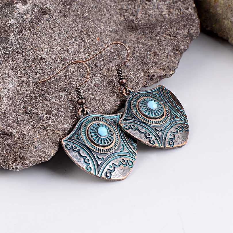 

Ethnic Design Retro Alloy Copper Drop Earrings For Women Vintage Totem Irregular Dangle Earring Gypsy Jewelry Hot Sale