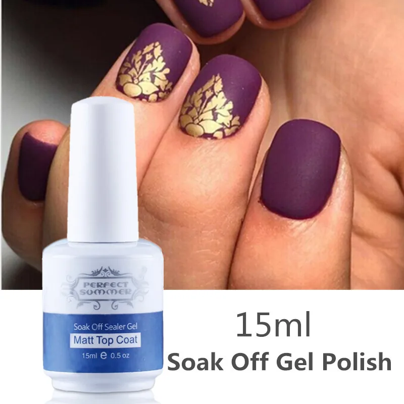 

Perfect Summer 15ml Matte Top Coat Gel Nail Gel Polish Soak Off Clear Color Sticky Matte Top Sealer UV Gel Polish Manicure Top