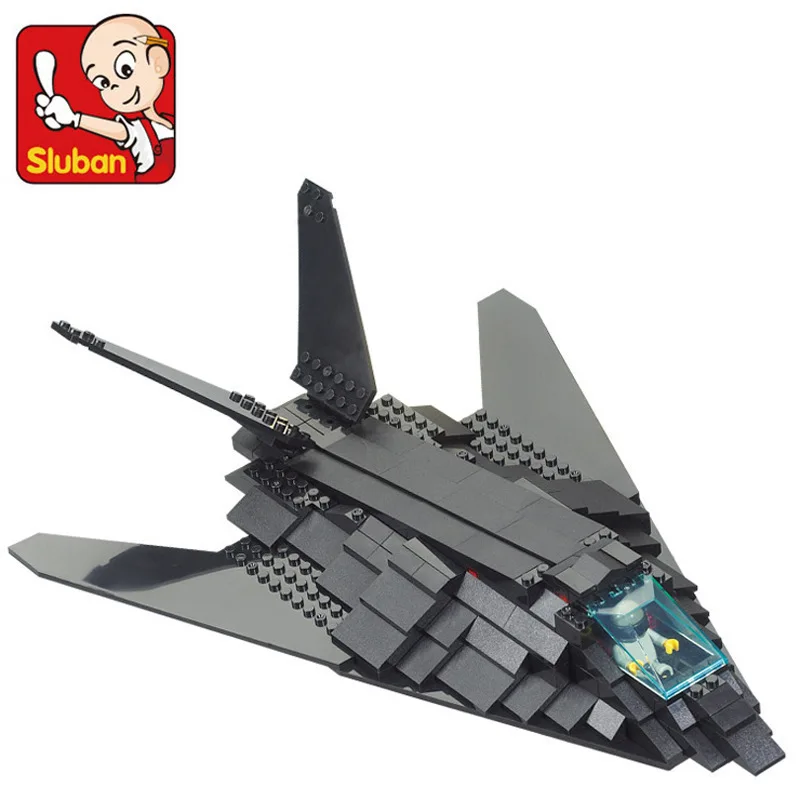 

SLUBAN 209Pcs Action & Toy Figures F117 Invisible Bomber Building Blocks DIY Jigsaw Cstruction educational toys for children