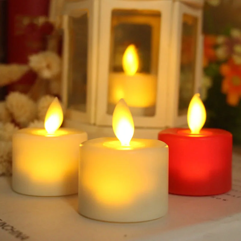 Упаковка из 6 Красное или белое светодиодный Чай светильник свечи vela светодиодный Батарея-приведенный в действие беспламенные Свечи церковь Танцы перемещение