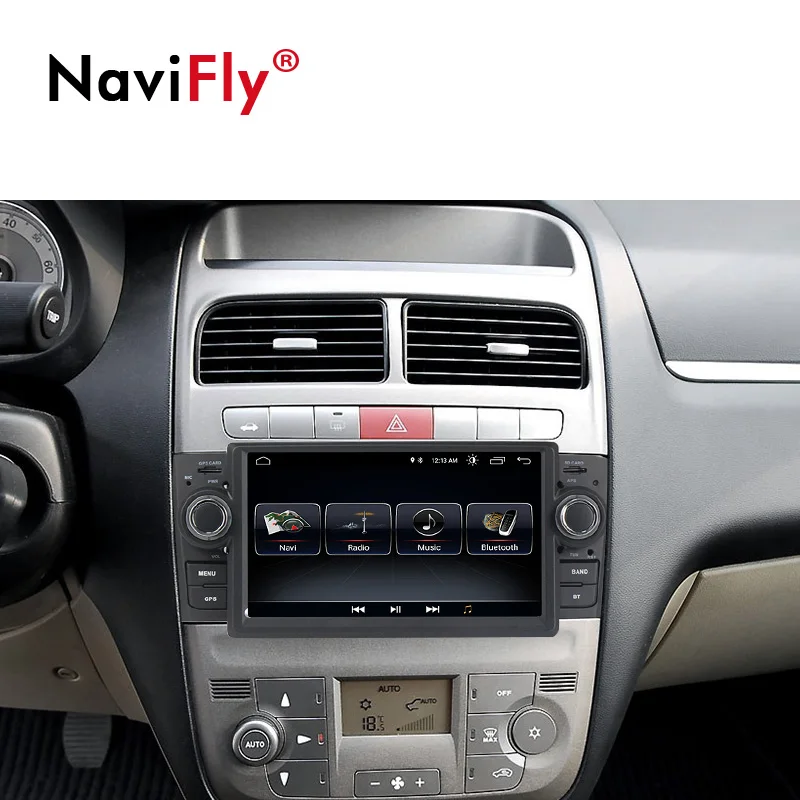 Sale Navifly Car DVD GPS Android 8.1 Car Radio 1 Din Multimedia Player Navigation For Fiat/Grande/Punto/Linea 2007-2012 Radio FM SWC 5