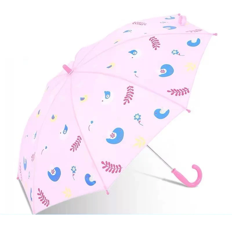 Детский зонт с длинными ручками с рисунком, зонтик с изображением животных, милый зонт для мальчиков и девочек, защита от солнца, детские инструменты - Цвет: Розовый