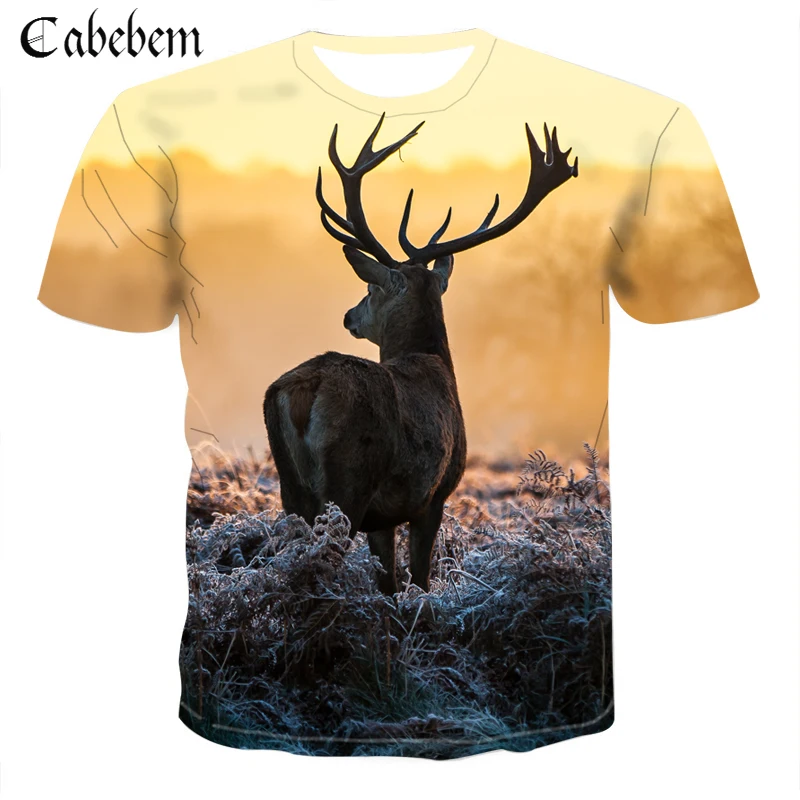 

Summer T-shirts Men Women 3D Sika Deer Print Plus Size Tee Shirt Fashion Brand Harajuku T Shirt Homme Camiseta Dropship