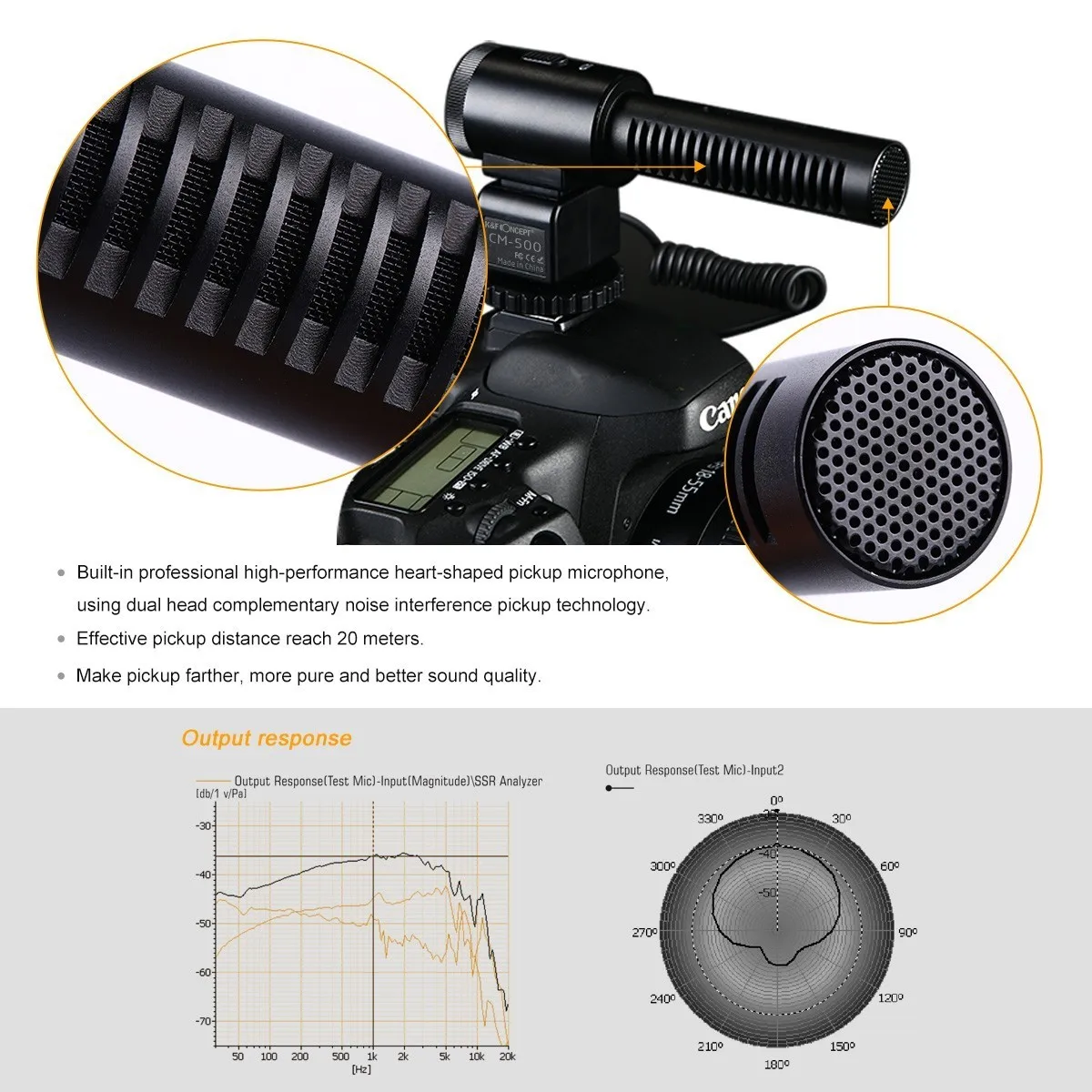 K& F концепция Профессиональный DSLR камера Микрофон интервьюирование ручной проводной микрофон для Nikon Canon Запись видео студия видеокамеры