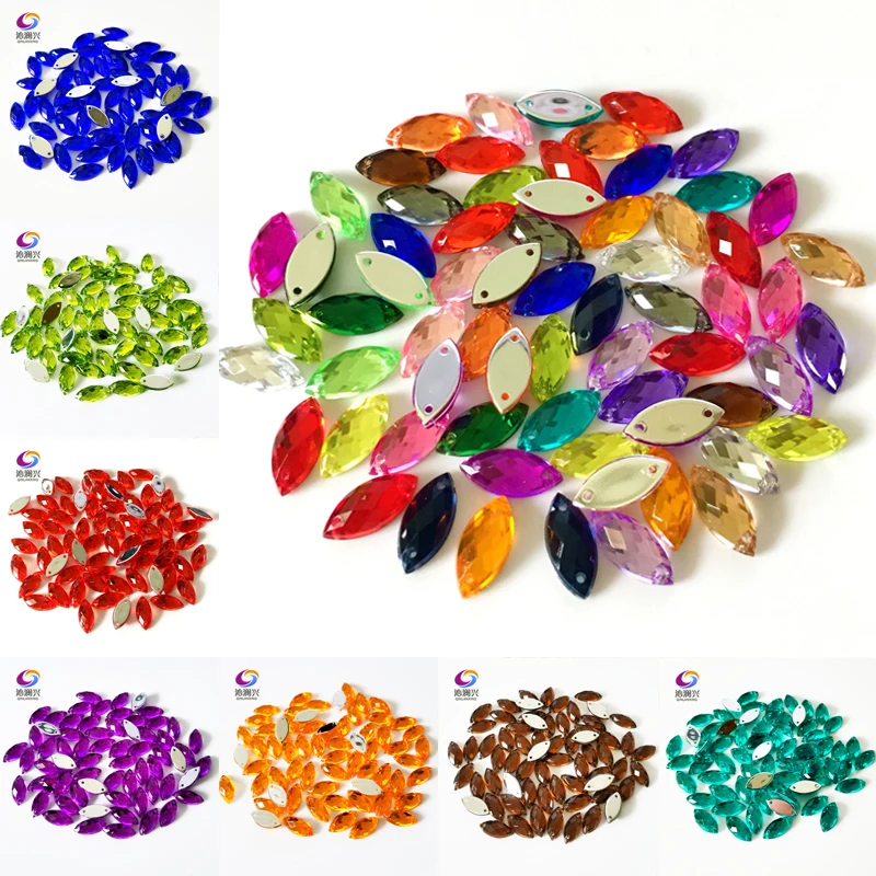 

7x15mm 50pcs/lot eye shape sew on flatback rhinestones,acryl sewing crystal stone for Diy/Clothes Crafts/jewelry accessory