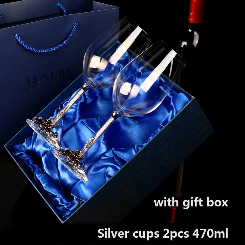 Европейский роскошный хрустальный Алмазный Кубок для шампанского бокал для вина Романтические свадебные бокалы Подарочная коробка вечерние посуда для напитков - Цвет: 2pcs and gift box