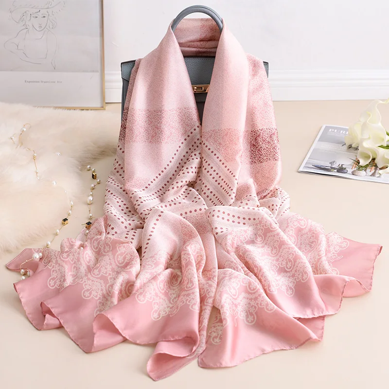 Brand Designer Silk Scarf Women New Printed Shawls and Wraps High Quality Pashmina Ladies Gift Large Soft Foulard Hijab