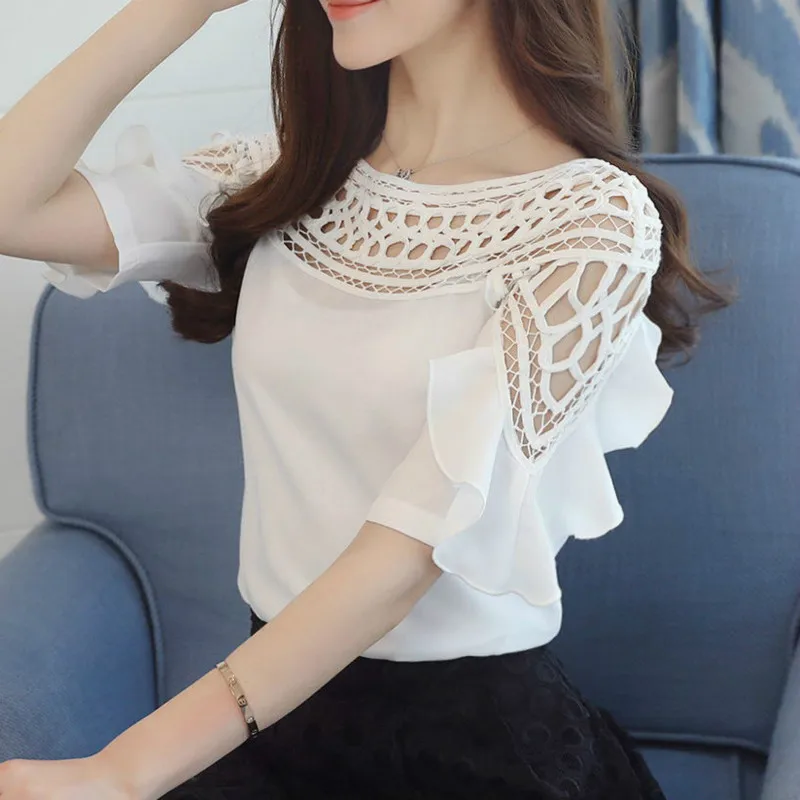 Открытая женская летняя рубашка с открытыми плечами, блузка для женщин, блузы, Женские топы и блузы шифоновые рубашки размера плюс - Цвет: white